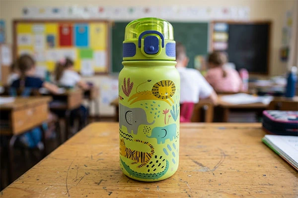 Reusable water bottle for school hydration