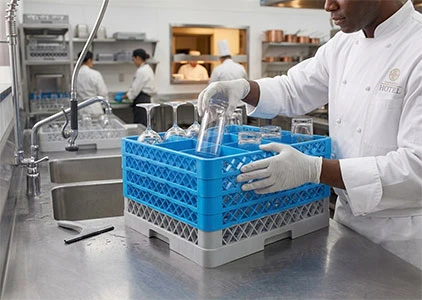 Neville Genware commercial glass washing racks for hotels restaurants and bars in Kenya